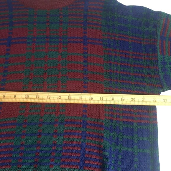 Vintage American Weekend Grandpa Sweater Cosby Mens Large Plaid Pullover 90s - Picture 5 of 12